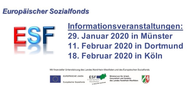 ESF-Infoveranstaltungen im Januar/Februar 2020 